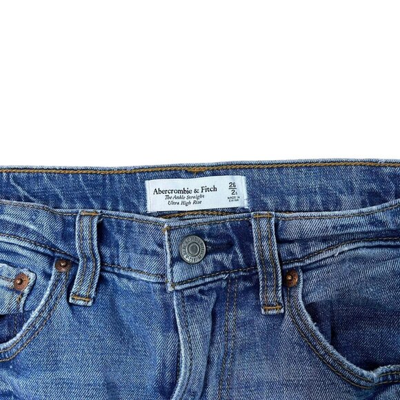 🌟 Abercrombie & Fitch Ultra High Rise Ankle Straight Distressed Jeans 26/2S - Picture 4 of 8
